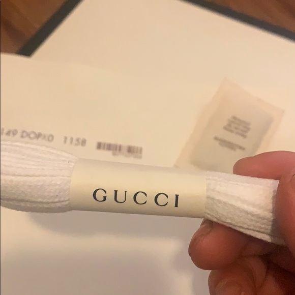 GUCCI ACE LACE & LEATHER HIGH TOP SNEAKERS - Picture 10 of 10